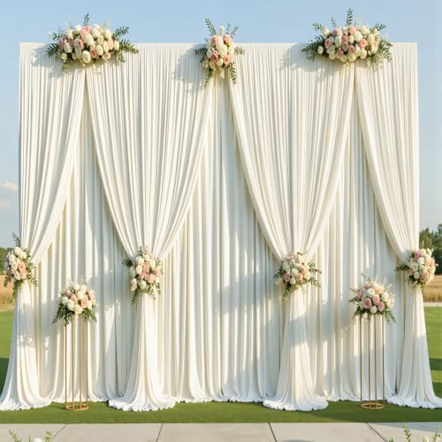 12 Panels 5x14ft Ivory Backdrop Curtains for Parties, Wrinkle Free Polyester Ivory Photo Backdrop Drapes 14 ft, alternate