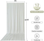 12 Panels 5x14ft Ivory Backdrop Curtains for Parties, Wrinkle Free Polyester Ivory Photo Backdrop Drapes 14 ft, alternate