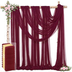 12 Panels Burgundy Wedding Arch Draping Fabric 30" x 19ft Wedding Drapes Tulle Drapes for Backdrop Sheer Fabric