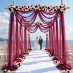 12 Panels Burgundy Wedding Arch Draping Fabric 30" x 19ft Wedding Drapes Tulle Drapes for Backdrop Sheer Fabric, alternate