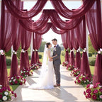12 Panels Burgundy Wedding Arch Draping Fabric 30" x 19ft Wedding Drapes Tulle Drapes for Backdrop Sheer Fabric, alternate