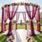 12 Panels Burgundy Wedding Arch Draping Fabric 30" x 19ft Wedding Drapes Tulle Drapes for Backdrop Sheer Fabric, alternate