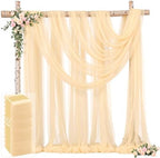 12 Panels Champagne Wedding Arch Draping Fabric 30" x 19ft Wedding Drapes Tulle Drapes for Backdrop Sheer Fabric