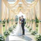 12 Panels Champagne Wedding Arch Draping Fabric 30" x 19ft Wedding Drapes Tulle Drapes for Backdrop Sheer Fabric, alternate
