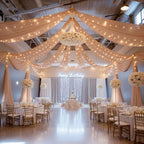 12 Panels Deep Champagne Ceiling Curtains with Lights for Weddings - 5ftx30ft Wrinkle-Free Tulle Fabric Wedding, alternate