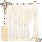 12 Panels Ivory Wedding Arch Draping Fabric 30" x 19ft Wedding Drapes Tulle Drapes for Backdrop Sheer Fabric