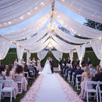 12 Panels White Ceiling Curtains with Lights for Weddings - 5ftx10ft Wrinkle-Free Tulle Fabric Wedding Arch, alternate view 5