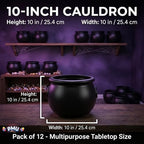12 Pc Halloween Cauldron 10inch Witch Plastic Cauldron bowl Black, For Halloween Décor, alternate view 4