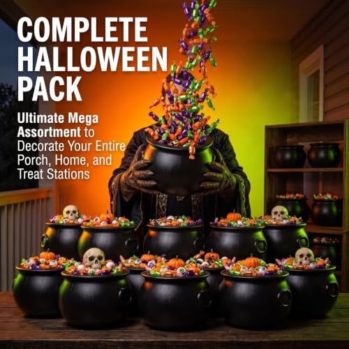12 Pc Halloween Cauldron 10inch Witch Plastic Cauldron bowl Black, For Halloween Décor, alternate view 6