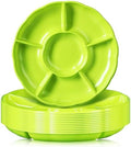12 Pcs 12 Pcs Plastic Divided Serving Trays 12Inch Round, Green in about 12.2 x 12.2 x 1.18 inches in Green