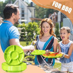 12 Pcs 12 Pcs Plastic Divided Serving Trays 12Inch Round, Green in about 12.2 x 12.2 x 1.18 inches in Green, alternate view 5