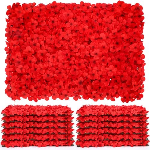12 Pcs 24" x 16" Red Flower Wall Backdrop Panels in 24" x 16" in Vibrant Red