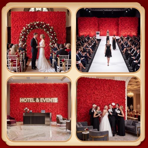 12 Pcs 24" x 16" Red Flower Wall Backdrop Panels in 24" x 16" in Vibrant Red, alternate view 6