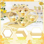 12 Pcs 5.5 Inch Honeycomb Cupcake Stand Cake Farmhouse Hexagon Display Holder Hexagonal Wood Cupcake Stand, alternate view 4