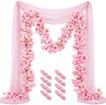 12 Pcs 72FT Artificial Silk Cherry Blossom Garland with 8 Pcs 10ft Pink Table Runner, Hanging Sakura Flower
