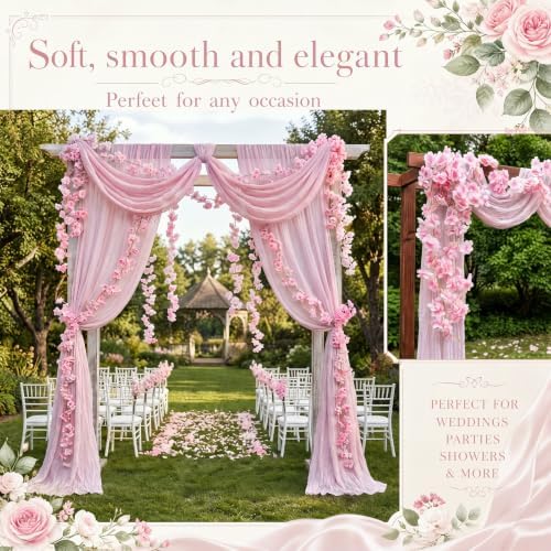 12 Pcs 72FT Artificial Silk Cherry Blossom Garland with 8 Pcs 10ft Pink Table Runner, Hanging Sakura Flower, alternate view 5