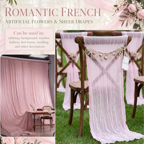 12 Pcs 72FT Artificial Silk Cherry Blossom Garland with 8 Pcs 10ft Pink Table Runner, Hanging Sakura Flower, alternate view 6