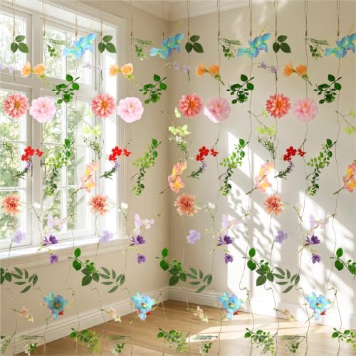 12 Pcs 72FT Floating Flower Garlands Backdrop Artificial Wildflower Vines