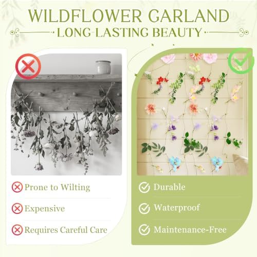 12 Pcs 72FT Floating Flower Garlands Backdrop Artificial Wildflower Vines, alternate view 4
