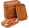 12 Pcs 8 x 5 Inch Wooden Serving Platter Bulk Acacia Wood Platters in 8 x 5 Inch in Brown