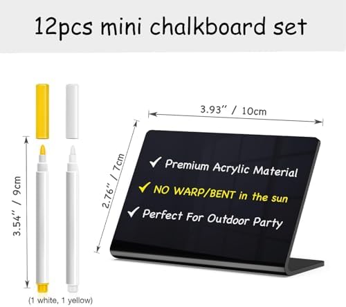 12 Pcs Acrylic Mini Chalkboard Signs, 4"x3" Food Labels in Black, alternate view 3