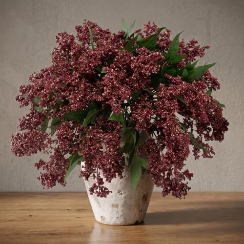 12 Pcs Artificial Berry Stem for Vase, 17 in Faux Nandina Branches Fall Floral Picks Fake Realistic Berry Spray