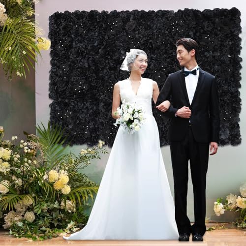 12 Pcs Artificial Flower Wall Panels, 15x15 Inch Flower Wall Mat Silk Flowers Panels for Wedding Backdrop