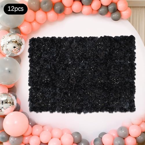 12 Pcs Artificial Flower Wall Panels, 15x15 Inch Flower Wall Mat Silk Flowers Panels for Wedding Backdrop, alternate view 4