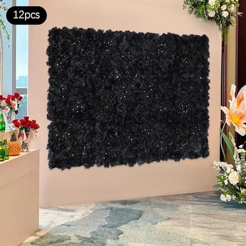 12 Pcs Artificial Flower Wall Panels, 15x15 Inch Flower Wall Mat Silk Flowers Panels for Wedding Backdrop, alternate view 5