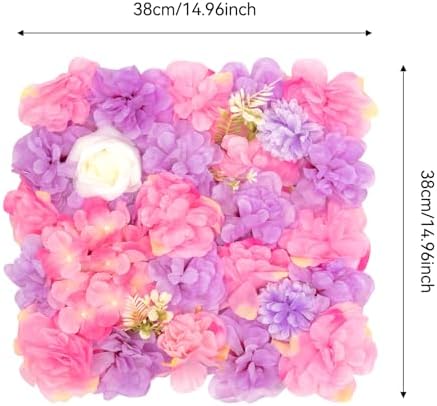 12 Pcs Artificial Flower Wall Panels, 15x15 Inch Flower Wall Mat Silk Flowers Panels for Wedding Backdrop, alternate view 2