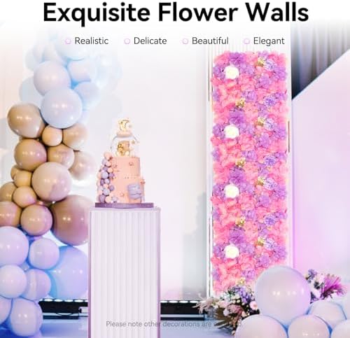 12 Pcs Artificial Flower Wall Panels, 15x15 Inch Flower Wall Mat Silk Flowers Panels for Wedding Backdrop, alternate view 4