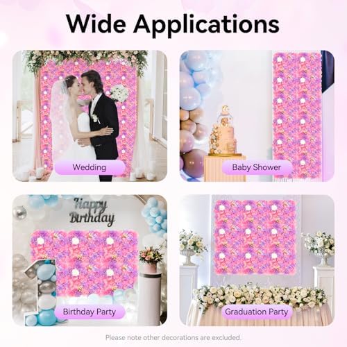 12 Pcs Artificial Flower Wall Panels, 15x15 Inch Flower Wall Mat Silk Flowers Panels for Wedding Backdrop, alternate view 6