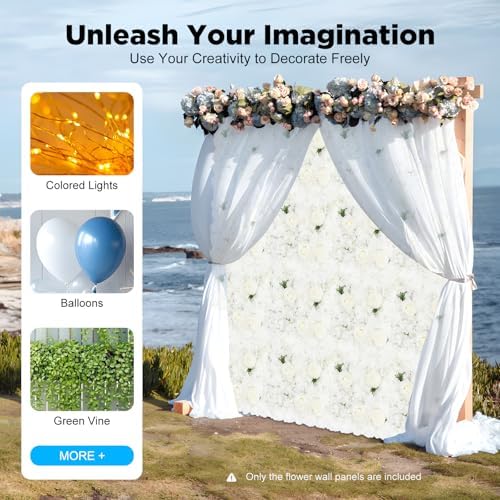 12 Pcs Artificial Flower Wall Panels, 15x15 Inch Flower Wall Mat Silk Flowers Panels for Wedding Backdrop, alternate view 5