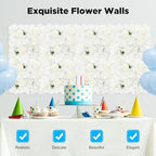 12 Pcs Artificial Flower Wall Panels, 15x15 Inch Flower Wall Mat Silk Flowers Panels for Wedding Backdrop, alternate view 6