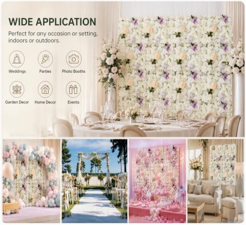 12 Pcs Artificial Flower Wall Panels, 15x15 Inch Flower Wall Mat Silk Flowers Panels for Wedding Backdrop, alternate view 6