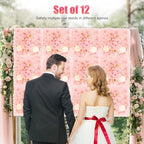 12 Pcs Artificial Flower Wall Panels, 15x15 Inch Flower Wall Mat Silk Flowers Panels for Wedding Backdrop, alternate view 2