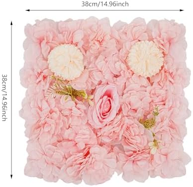 12 Pcs Artificial Flower Wall Panels, 15x15 Inch Flower Wall Mat Silk Flowers Panels for Wedding Backdrop, alternate view 3