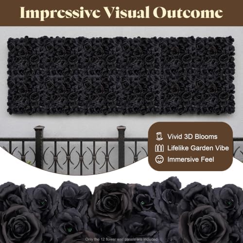12 Pcs Artificial Flower Wall Panels, 15x15 Inch Flower Wall Mat Silk Flowers Panels for Wedding Backdrop, alternate view 5