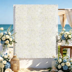 12 Pcs Artificial Flower Wall Panels 16.5x16.5" Flower Backdrops (White-2) in 16.5x16.5"