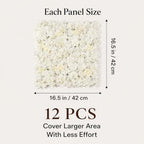 12 Pcs Artificial Flower Wall Panels 16.5x16.5" Flower Backdrops (White-2) in 16.5x16.5", alternate view 2