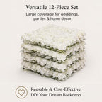 12 Pcs Artificial Flower Wall Panels 16.5x16.5" Flower Backdrops (White-2) in 16.5x16.5", alternate view 4