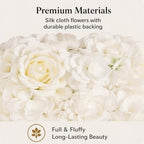 12 Pcs Artificial Flower Wall Panels 16.5x16.5" Flower Backdrops (White-2) in 16.5x16.5", alternate view 5