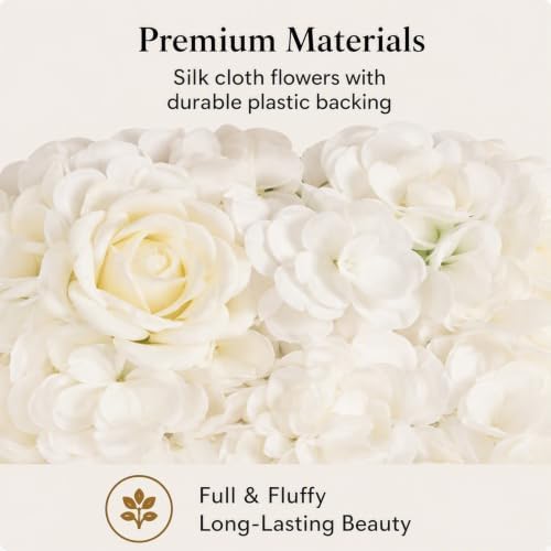12 Pcs Artificial Flower Wall Panels 16.5x16.5" Flower Backdrops (White-2) in 16.5x16.5", alternate view 5