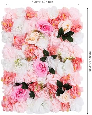 12 Pcs Artificial Flower Wall Panels 23.6x15.74" Flower Backdrops (Pink-2) in 23.6x15.74", alternate view 2