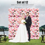 12 Pcs Artificial Flower Wall Panels 23.6x15.74" Flower Backdrops (Pink-2) in 23.6x15.74", alternate view 5