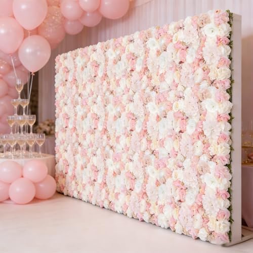 12 Pcs Artificial Flower Wall Panels, 23.6x15.74 Inch Flower Wall Mat Silk Flowers Panels for Wedding Backdrop