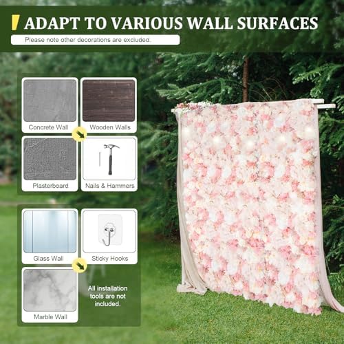 12 Pcs Artificial Flower Wall Panels, 23.6x15.74 Inch Flower Wall Mat Silk Flowers Panels for Wedding Backdrop, alternate