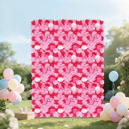 12 Pcs Artificial Flower Wall Panels, 23.6x15.74 Inch Flower Wall Mat Silk Flowers Panels for Wedding Backdrop