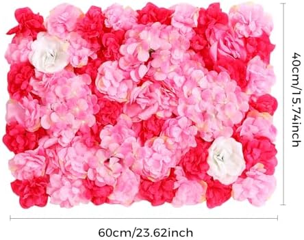 12 Pcs Artificial Flower Wall Panels, 23.6x15.74 Inch Flower Wall Mat Silk Flowers Panels for Wedding Backdrop, alternate