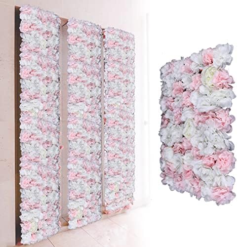 12 PCS Artificial Flower Wall Panels 24" x 16" Decorative Hydrangea and Rose Flower Backdrop Panels Wedding, alternate view 2